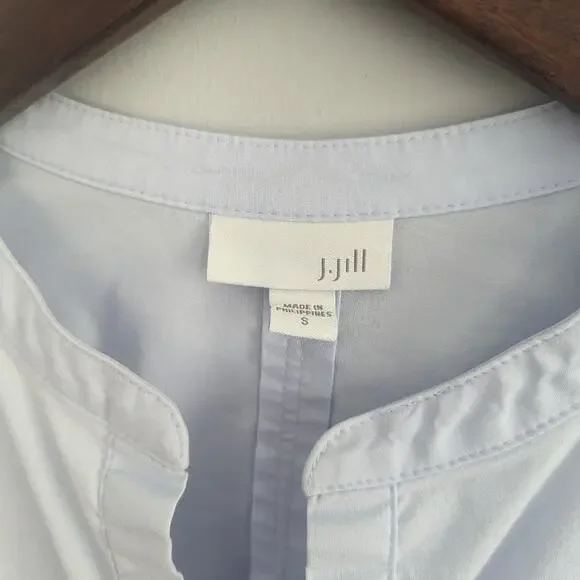EUC J. Jill Light Blue Crisp Cotton Blouse Long Sleeve - S - Picture 5 of 5
